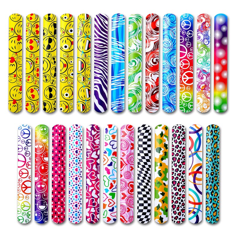 Giraffe Manufacturing Giraffe - 50 Pack Valentine Slap Bracelets for Kids - Multi Color Snap Bracelets Bulk - Friendship Band Toys - Stocking Stuffers Wristbands for Goody Bag - Easter Basket Fillers Party Favors for kids - Image 1
